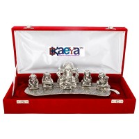 OkaeYa Silver Plated Musical Ganesha God Idols With Velvet Box
